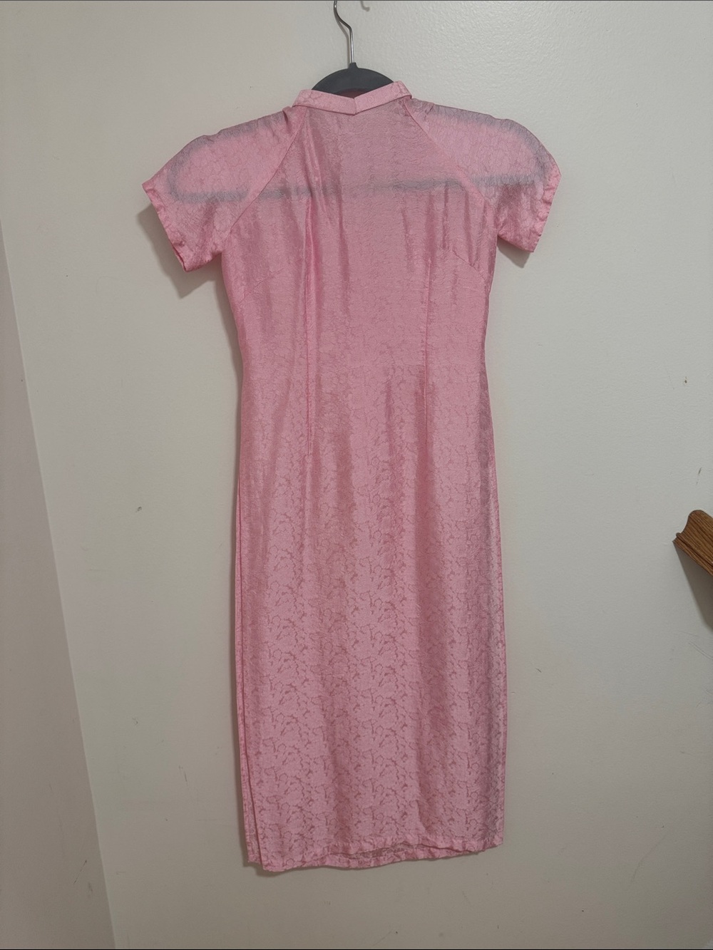Pink Floral Satin Cheongsam Dress